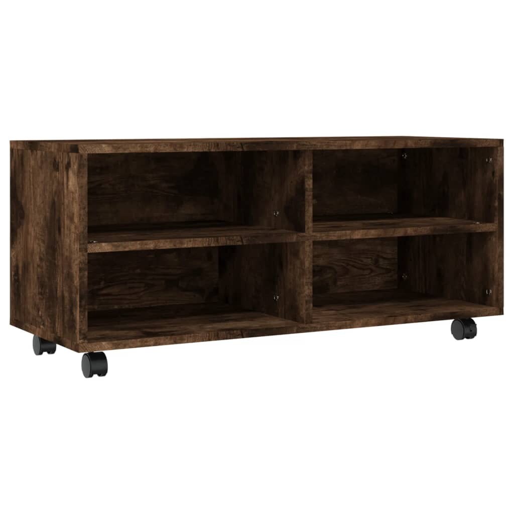 Helloshop26 - Multimedia-TV-Ständer TV-Regal Sideboard TV-Schrank Esszimmer Wohnzimmer Schlafzimmer auf Rollen geräucherte Eiche 90 02_0028481 Image
