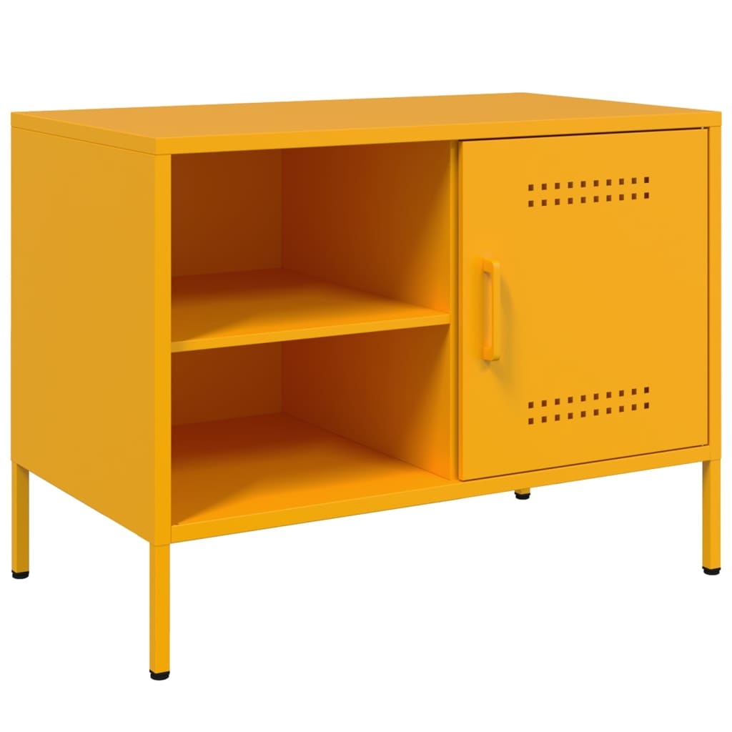 Helloshop26 - Multimedia-TV-Ständer TV-Regal TV-Schrank Esszimmer Wohnzimmer Schlafzimmer Senfgelb 68 x 39 x 50,5 cm gelber Stahl 02_0027667 Image