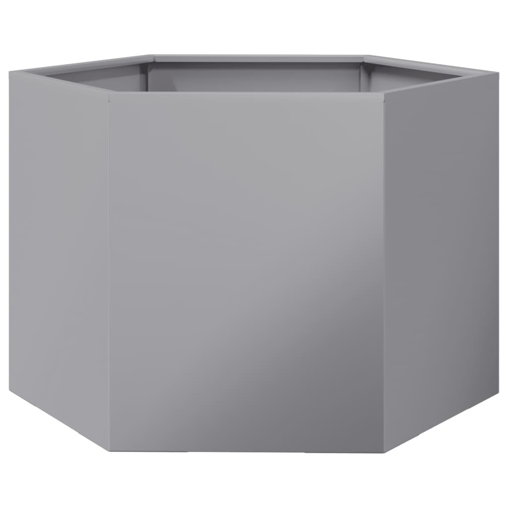 Helloshop26 - Sechseckiger Pflanzkasten/Hochbeet für Pflanzen Blumen Terrasse Garten 69 x 60 x 45 cm verzinkter Stahl silber 02_0038652 Image