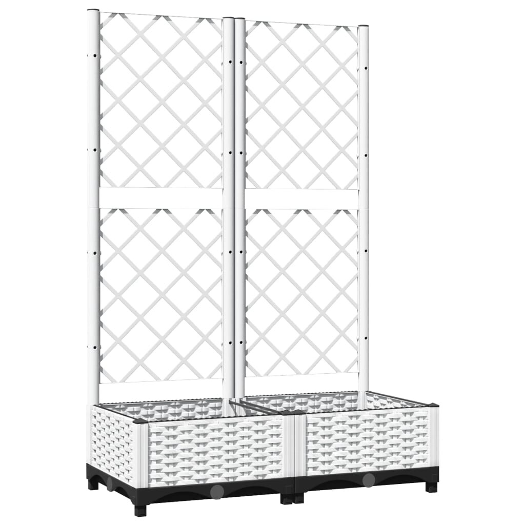 Helloshop26 - Hochbeet für Pflanzen Blumen Terrasse Garten mit Rankgitter 80 x 40 x 121,5 cm weißes PP 02_0038301 Image