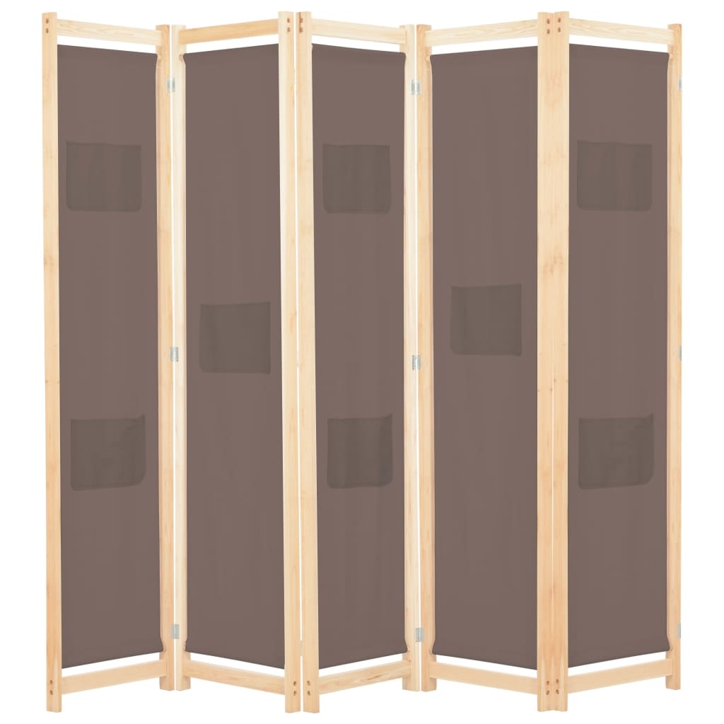 Helloshop26 - Raumteiler Trennwand Dekorationsmöbel 5-teilig braun 200 x 170 x 4 cm Stoff 0802089 Image