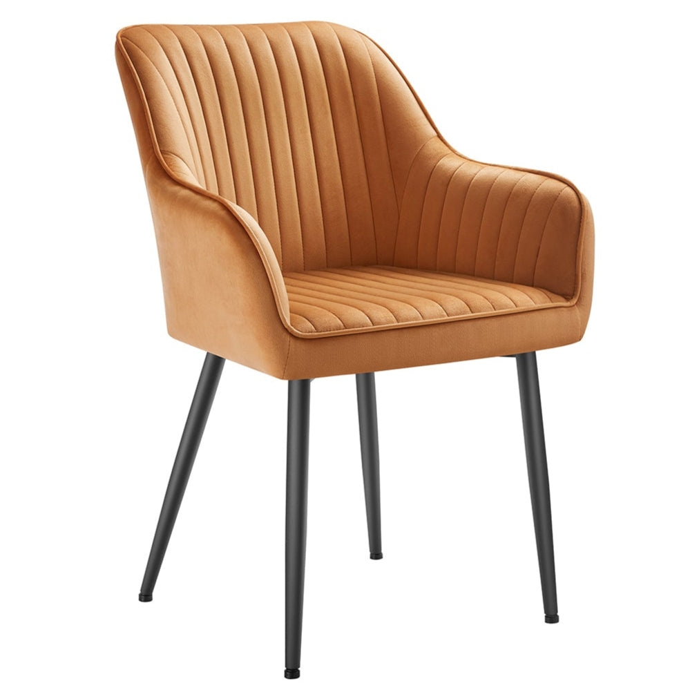 Helloshop26 - Esszimmerstuhl Sessel gepolsterter Sitz mit Armlehnen 49 cm Sitzbreite Metallbeine Samtbezug Belastbarkeit 110 kg für 12_0004908 Image