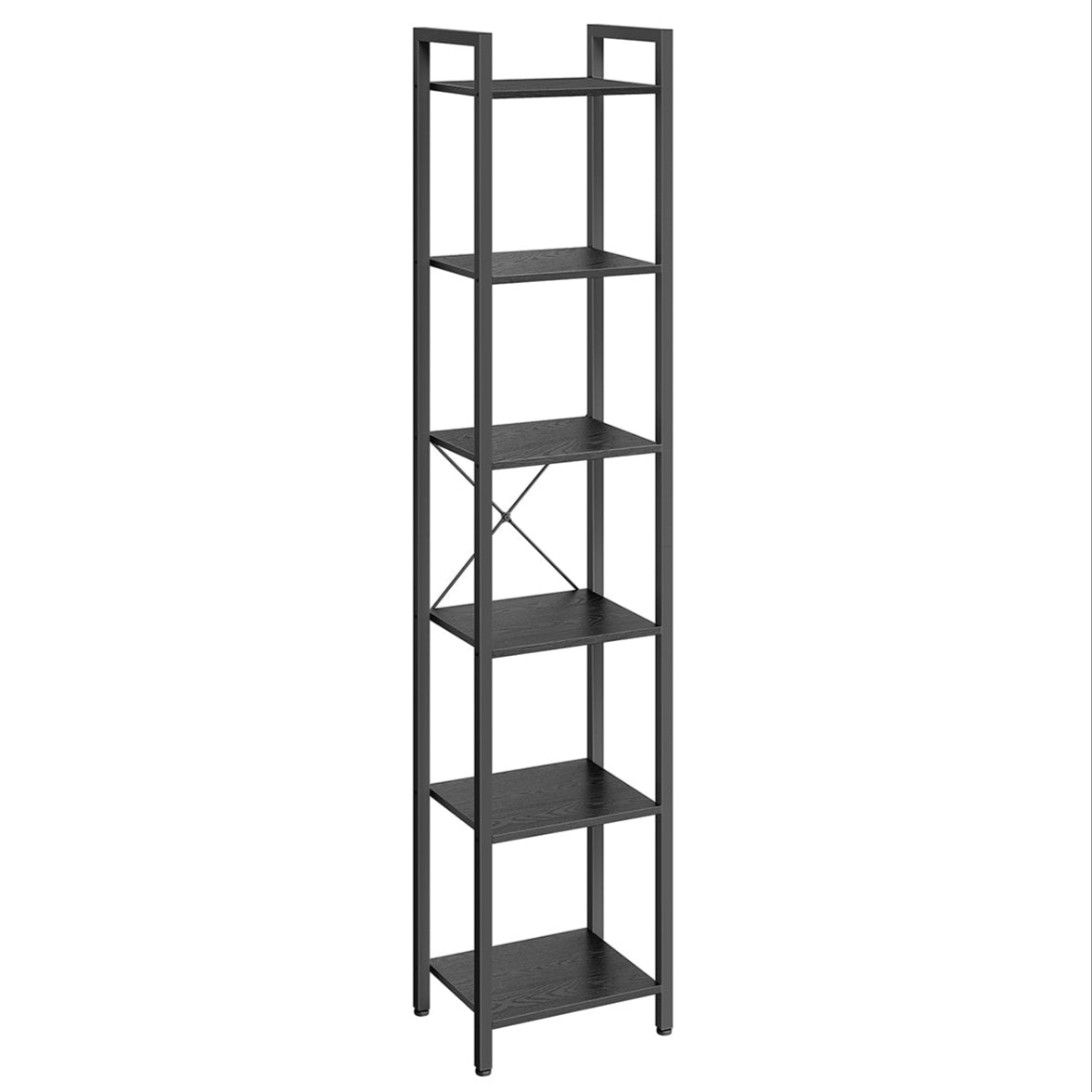 Helloshop26 - 6-stöckiges Bücherregal offenes Aufbewahrungssystem für Büro Wohnzimmer Schlafzimmer 40 x 30 x 178,6 cm Schwarz 12_0004189 Image