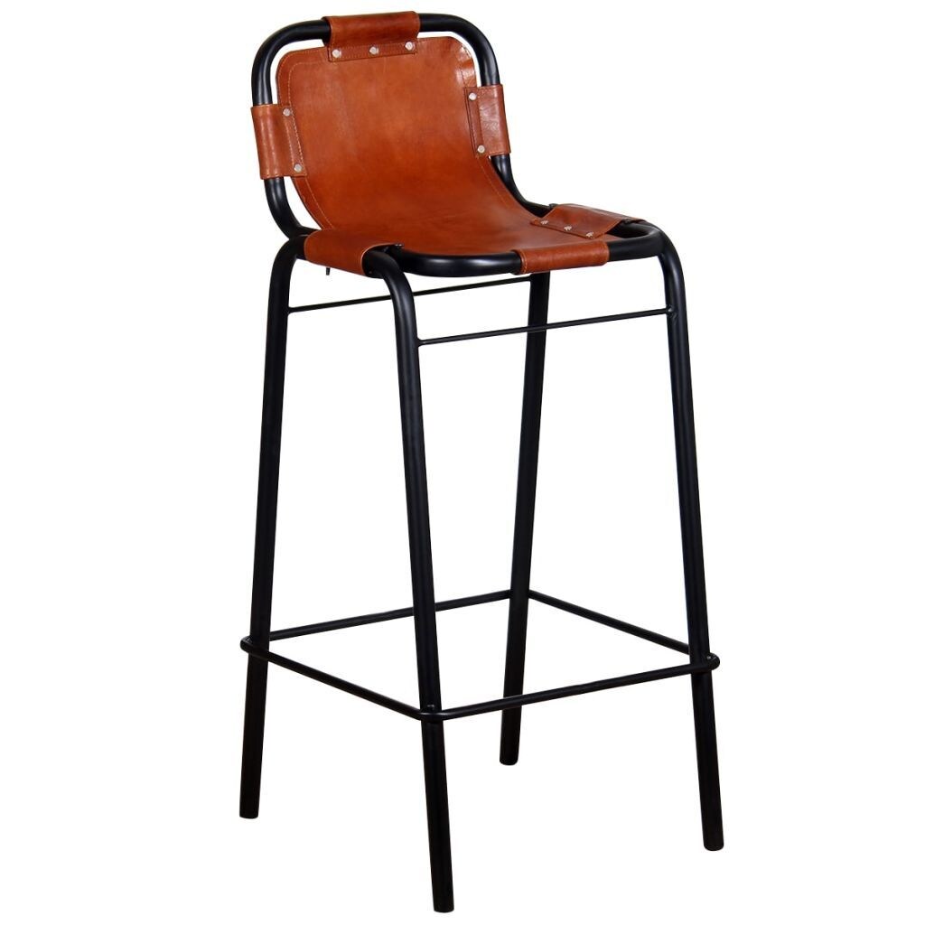 Helloshop26 - Set aus zwei Designer-Barhockern Sitzfläche aus braunem Echtleder 1202051 Image