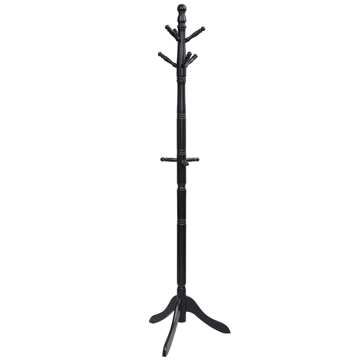 Helloshop26 - Verstellbare Garderobe mit 9 Haken 50 x 50 x 138–175 cm platzsparend stabil modernes Design schwarzes Gummibaumholz 20_0018492 Image