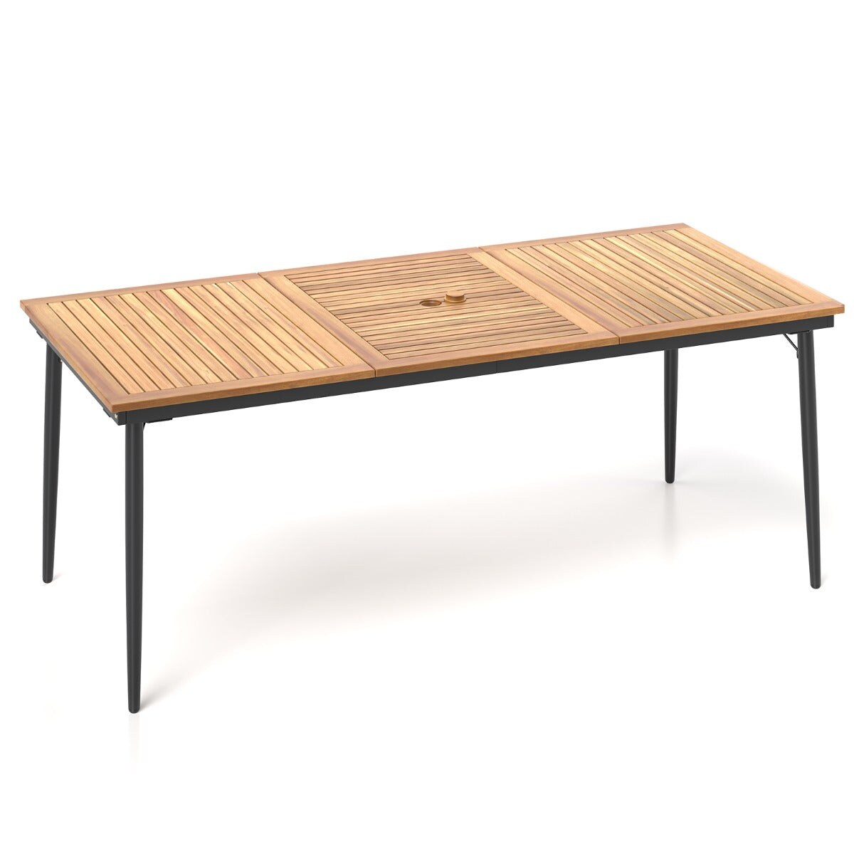 Helloshop26 - Gartentisch 200 x 90 x 75 cm für 8 Personen rustikales Design Naturfarbe Akazienholz und Metall 20_0013988 Image