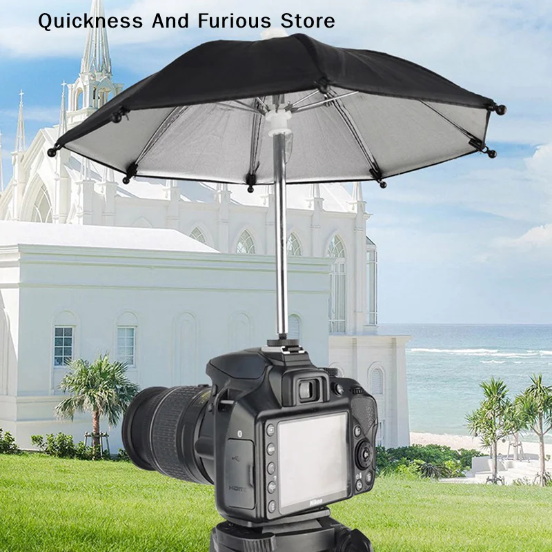 【TO】 1 Stück Schwarzer DSLR-Kamera-Regenschirm Universeller Blitzschuh-Abdeckungsadapter Fotografie-Zubehör Kamera-Sonnenschutz Regenhalterung Zubehör Image