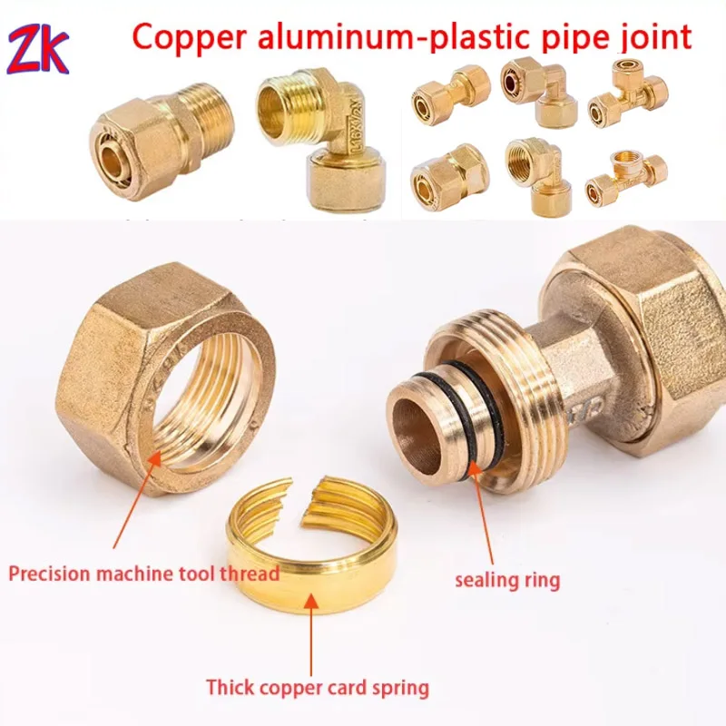 Messing-Kompressionsfittings für Solarrohre, geeignet für 16-20mm PEX-AL-PEX-Rohre, T-Stück, Winkelstück, Kupplung, Anschluss, Sanitär-Messingfitting Image