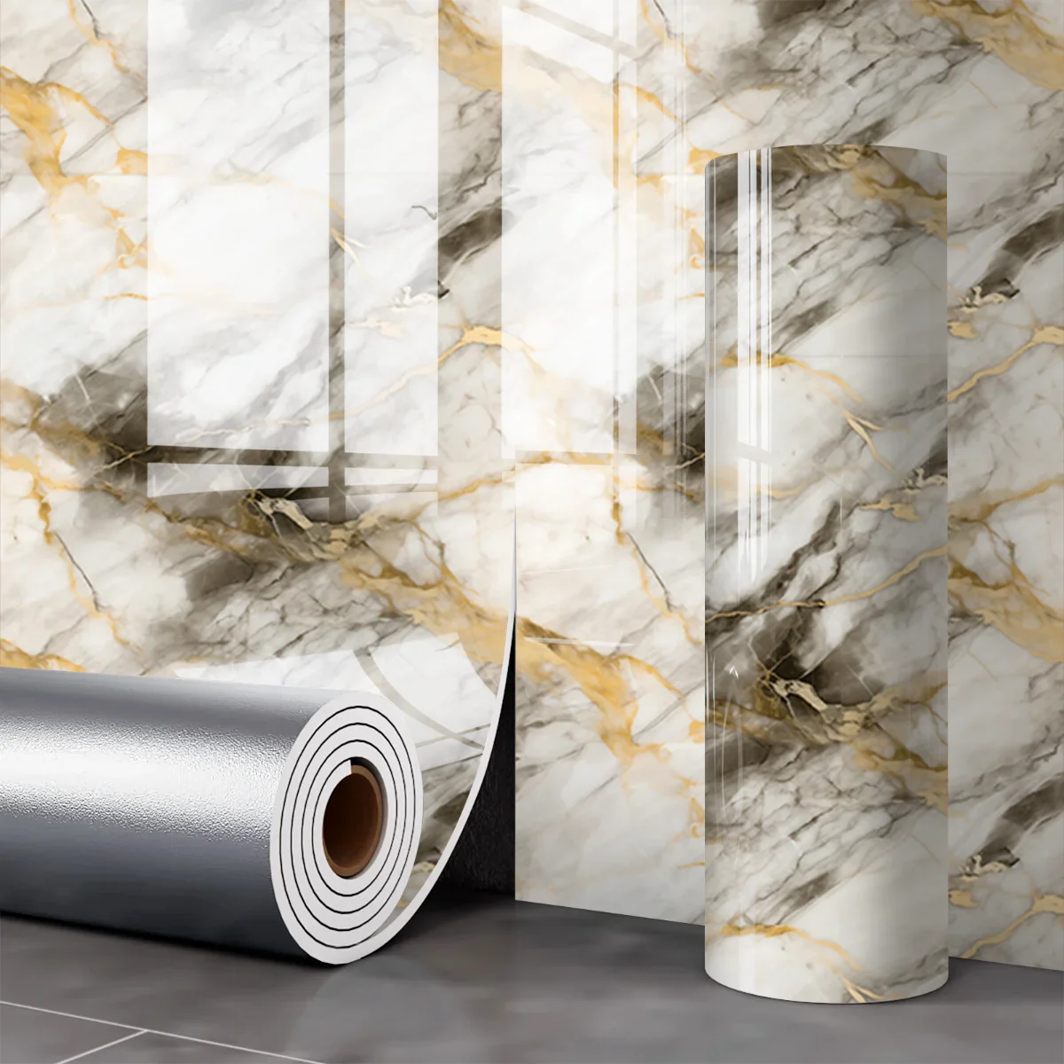 Carta da Parati Adesiva Effetto Marmo Impermeabile e Resistente all'Umidità, Adesivo Murale Finto Piastrelle per Bagno, Soggiorno, Parete Decorativa, Arredamento Casa