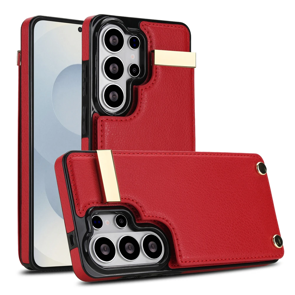 Flip-Leder-Brieftasche Kartenhalter Handyhülle für Samsung S26 S25 Ultra S24 S23 Plus S22 S21 S20 FE mit Tasche und Kartenfächern, solide Abdeckung Image