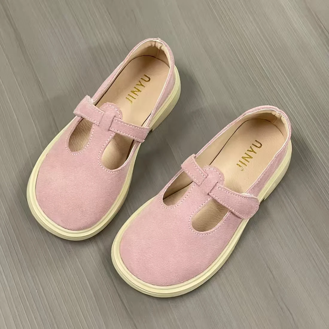 Jinyu Einfache Rosa Leder-Prinzessinnen-Schuhe für Mädchen, Modische Performance-Tanzschuhe, Attraktive Kinderschuhe