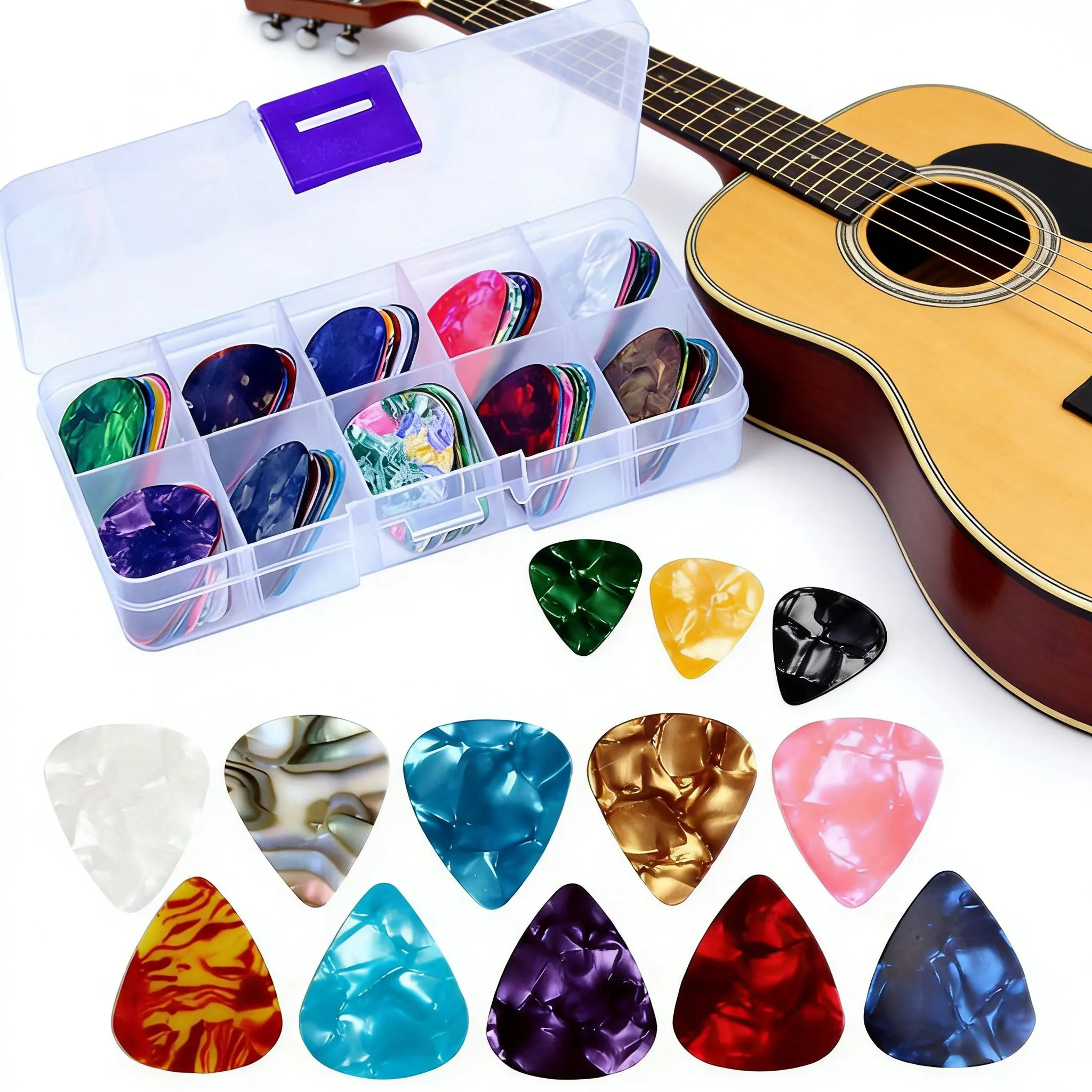 50 Stück verpackte 0,46 mm ABS-Gitarrenplektren – Zufälliges Muster, Cartoon-Plektren-Set für Gitarre, Ukulele & Bass, Musikinstrumente ZSY Image