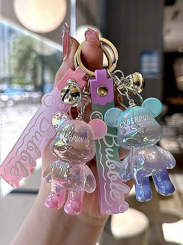 Kreative Persönlichkeit Farbverlauf Farbige Teddybär Schlüsselanhänger Koreanische Version Tasche Anhänger Zubehör Image