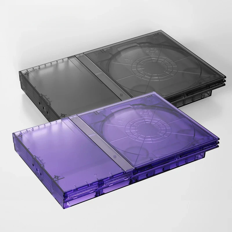 Bitfunx Durchscheinendes Schwarz-Violettes Ersatzgehäuse für PS2 Slim Spielkonsole