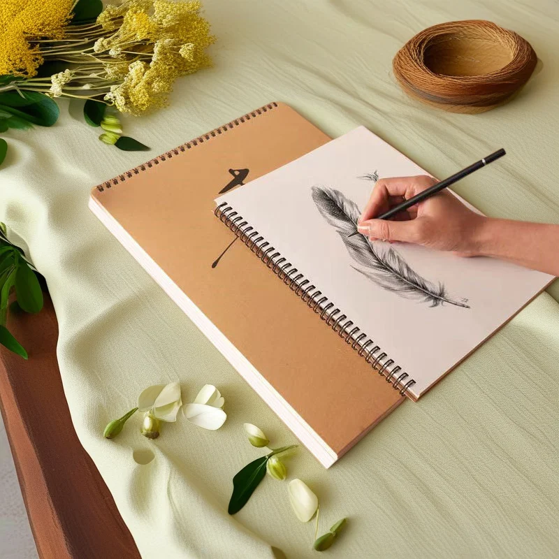Skizzenbuch mit verdickter Spule, A4, spezielles 8K-Skizzenbuch für Kunststudenten, besonderes Malbuch, 16, offenes handgemaltes Skizzenpapier Image