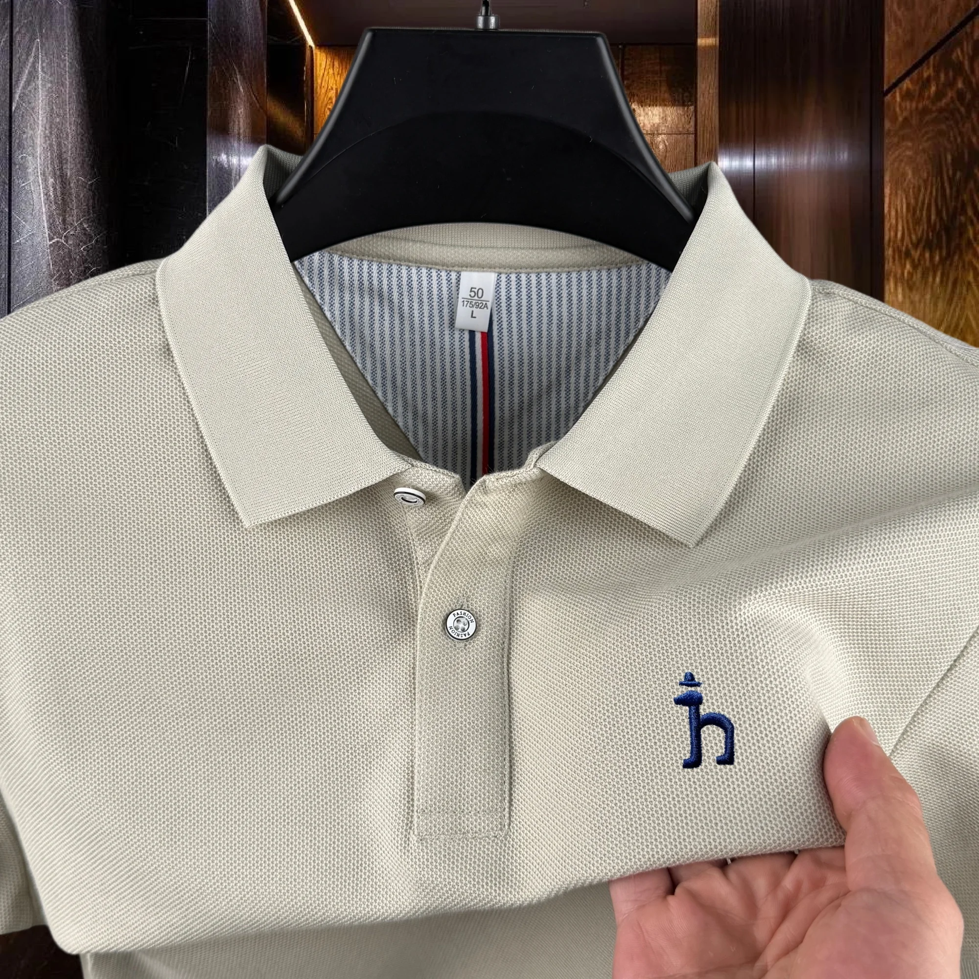 100% reine Baumwolle, hochwertiges Marken-Poloshirt für Herren, kurzärmelig, Sommer, luxuriöse Mode, Hundestickerei, Golf-Top, lässiges T-Shirt Image