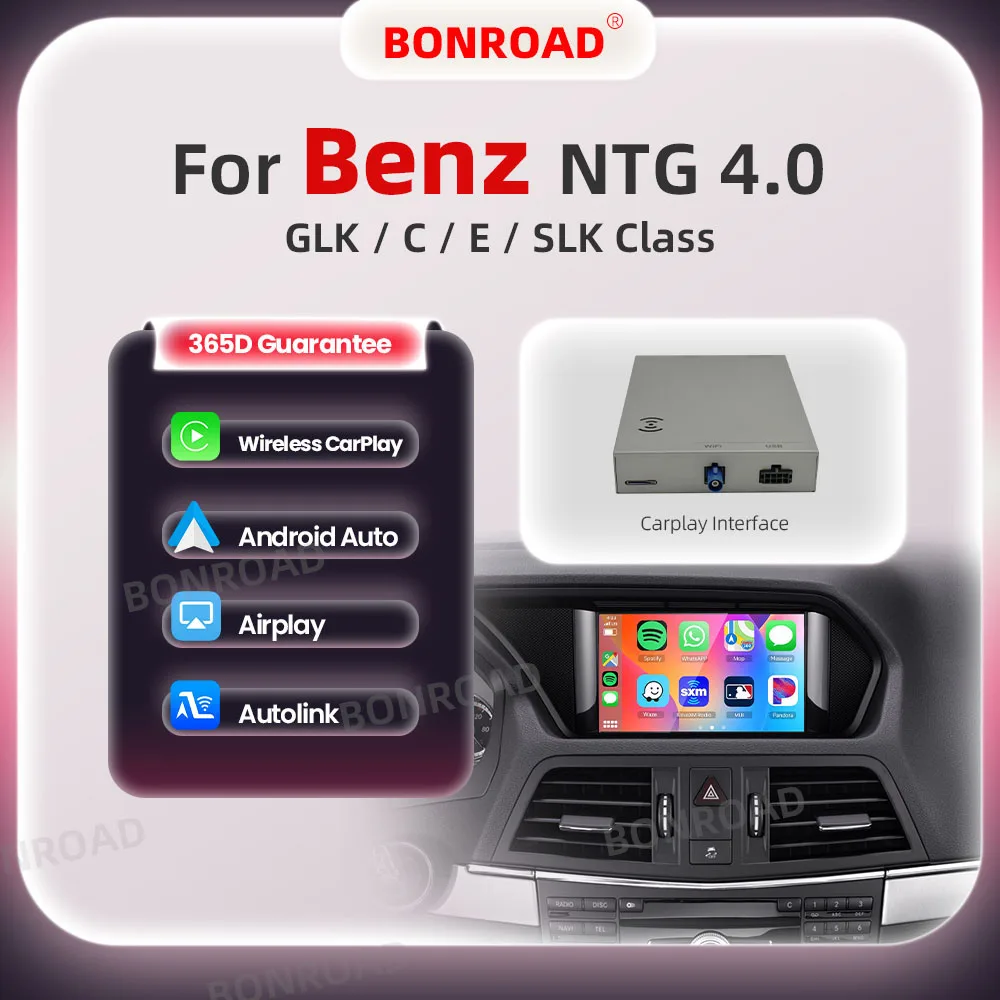 BONROAD Wireless CarPlay Android Auto Interface-Modul für Benz GLK E C SLK Klasse NTG 4.0 mit Bluetooth Mirror Link Adapter Image