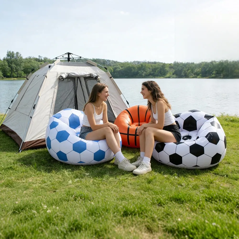 Aufblasbares Fußball-Basketball-Sitzsack-Sofa, tragbarer Lazy Lounge Sessel, wasserdichtes PVC, für Outdoor, Indoor, Garten, Camping, Möbel Image