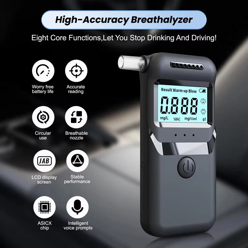 Verbesserter Tragbarer Alkoholtester Professioneller Atemalkoholmesser mit LED-Digitalanzeige Präzises Atemalkohol-Diagnosegerät Image