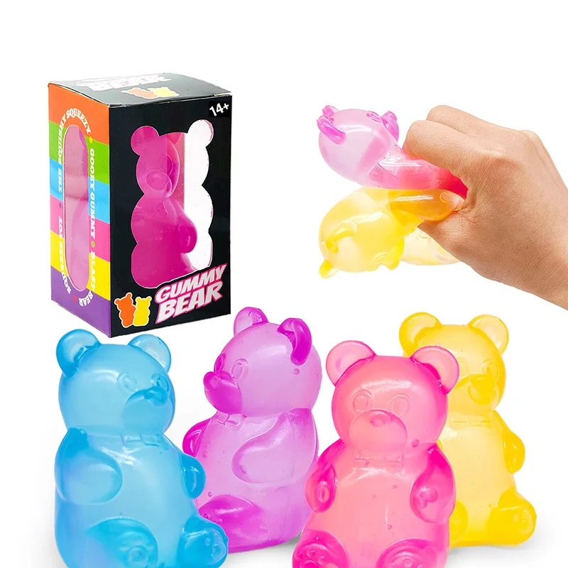Needoh Gummibärchen Squishy Stressball, durchscheinend, langsam aufsteigend, Quetschspielzeug zur Stress- und Angstlinderung für Jugendliche und Erwachsene Image