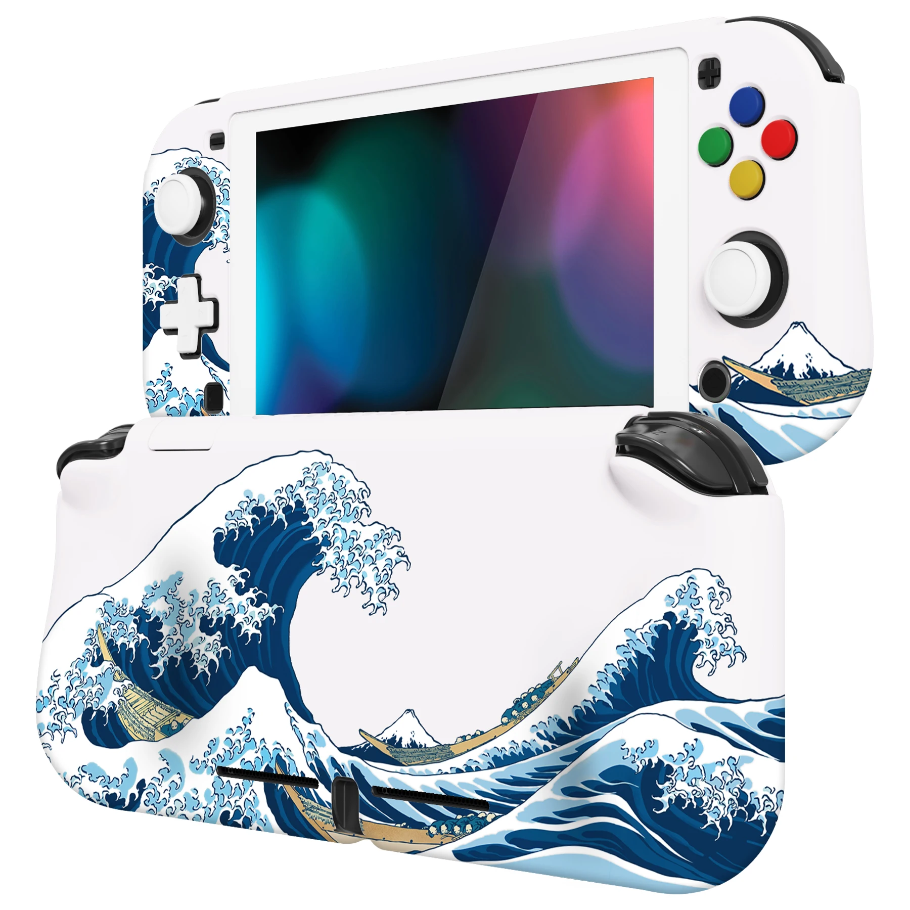 PlayVital ZealProtect Ergonomische Schutzhülle für Nintendo Switch Lite mit Displayschutzfolie – The Great Wave off Kanagawa Image
