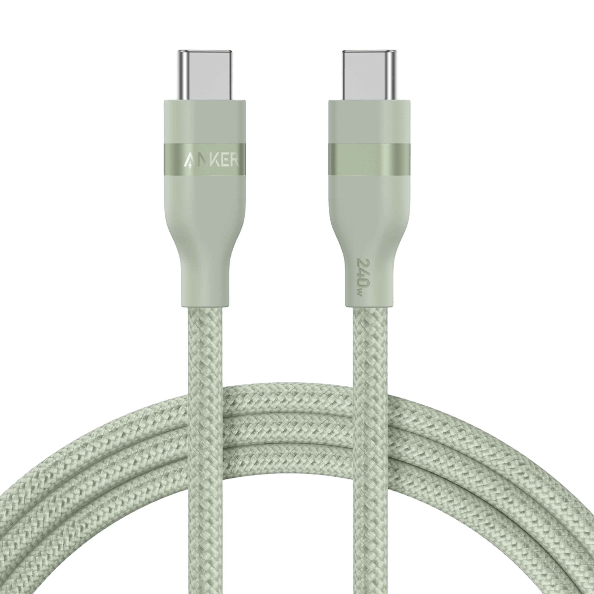 Anker USB-C to USB-C Cable (3 ft / 6 ft, 240W, Upcycled-Braided) 6 ft / Sprout Green