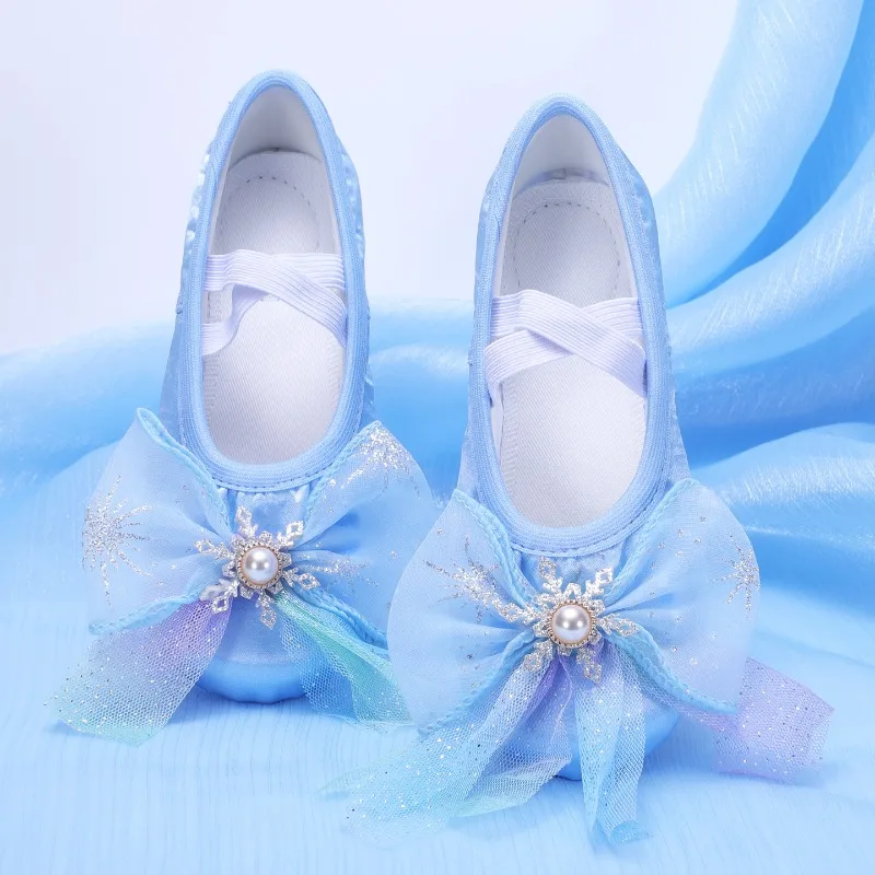 Ballettschuhe mit Schleife, Bunte Mesh-Ballettschuhe für Mädchen zum Tanzen, Farbenfrohe Tanzschuhe für Damen, Ballerinas für Frauen in Blau und Rosa, Kinderschuhe