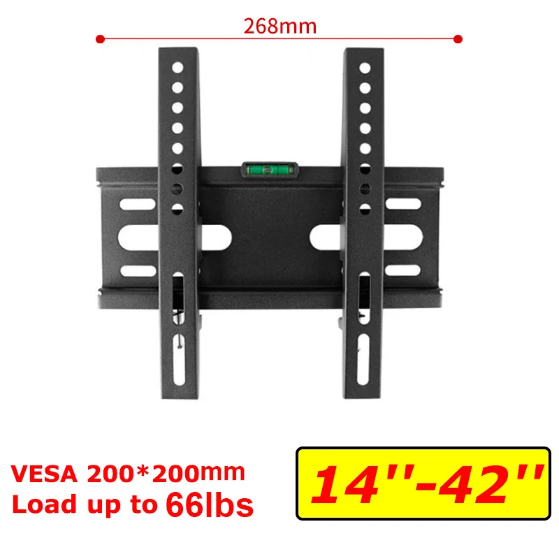 Feste TV-Wandhalterung für 14-42 Zoll Flachbildfernseher, Kleine Wandhalterung TV-Halterung VESA 200x200mm 66lbs Max. Belastung Monitorhalterung Image