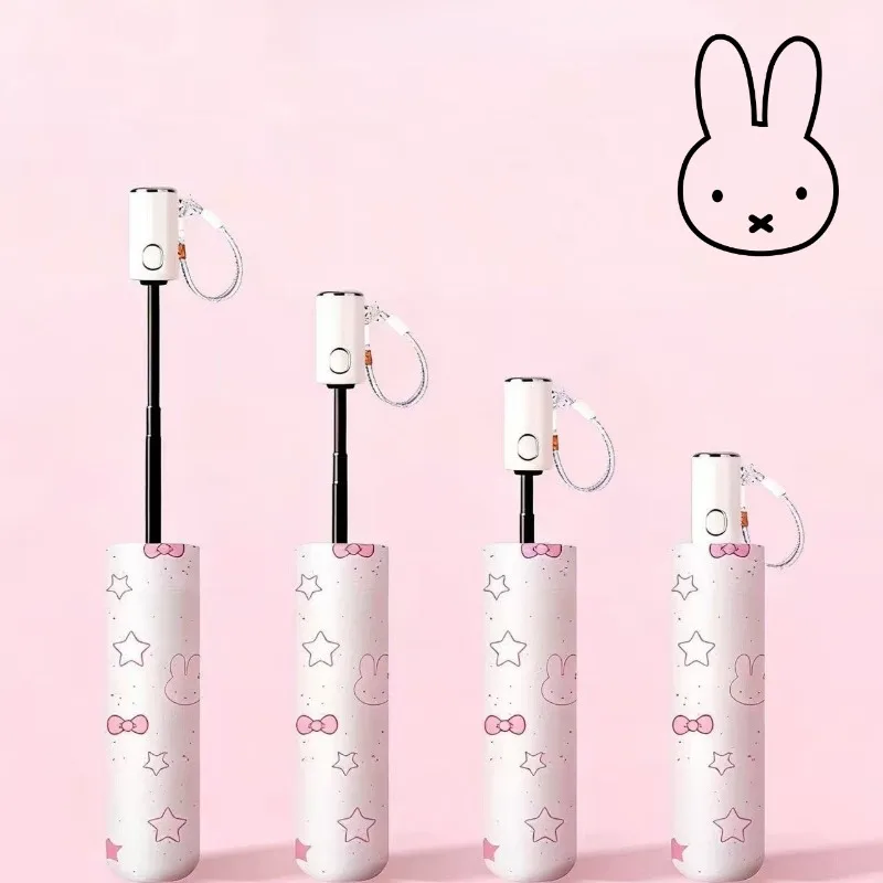 Miffy Niedlicher UV-Schutz Regenschirm Faltbarer Sonnenschirm mit Doppelseitiger Beschichtung Anti-UV Sonnen- & Regenschutz Rosa Kawaii Geschenk für Frauen & Mädchen Image