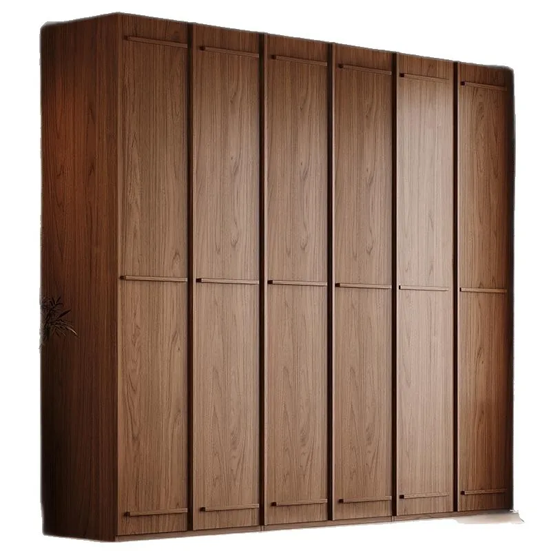 Kleiderschrank aus massivem Holz mit Knochenschnitzereien, verdicktes europäisches Kiefernholz, Walnuss-Kleiderschrank, Schlafzimmer, antiker Schrank für Zuhause
