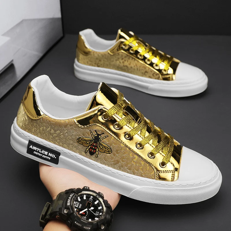 Heißer Verkauf Gold Bee Turnschuhe Männer Mode Luxus Skateboard Schuhe Männer Original Designer Schuhe Hip Hop Superstar männer Skate Schuhe
