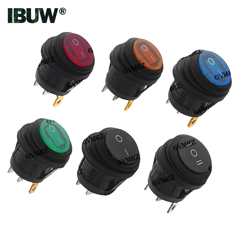 1 Stück KCD1 SPST 3-Pin Wippschalter 6A 250V AC LED Ein/Aus Wasserdichter Fahrzeug- und Bootsschalter Runder Schalter Image