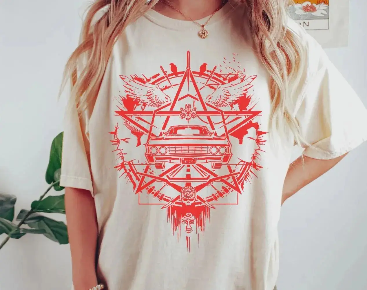 Dean Winchester T-Shirt Sam Winchester T-Shirt Vintage Y2k T-Shirts Supernatural Logo Print T-Shirt Sam und Dean T-Shirt Unisex