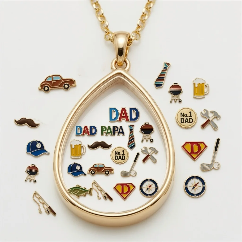 Offene Anhänger-Halskette für Herren – Schlichtes, modisches DIY-Accessoire, Halskette 2026, neu, trendig, Emaille „DAD“ Sport-Halskette, Schmuckgeschenke Image