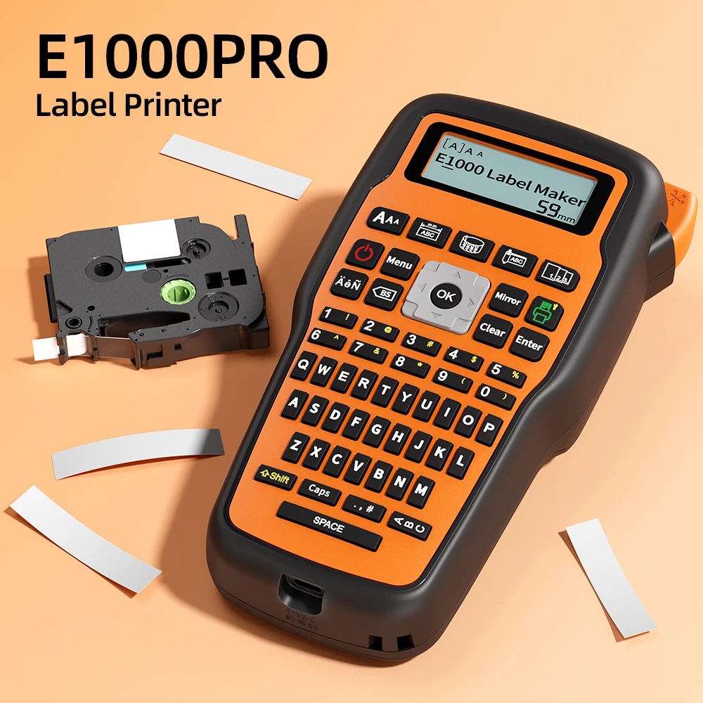 E1000 PRO Tragbarer tragbarer Etikettendrucker, industrieller Etikettendrucker, kompatibel mit Brother TZ-231 HSE-231 FX231QWERTY Tastatursymbol Image