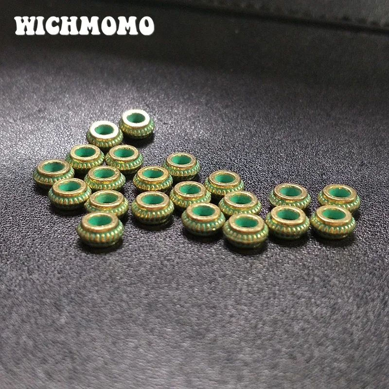 50 stücke 6mm Retro Patina Überzogene Zink-legierung Grün Runde Große Loch Intervall Perlen für DIY Schmuck Zubehör PJ021