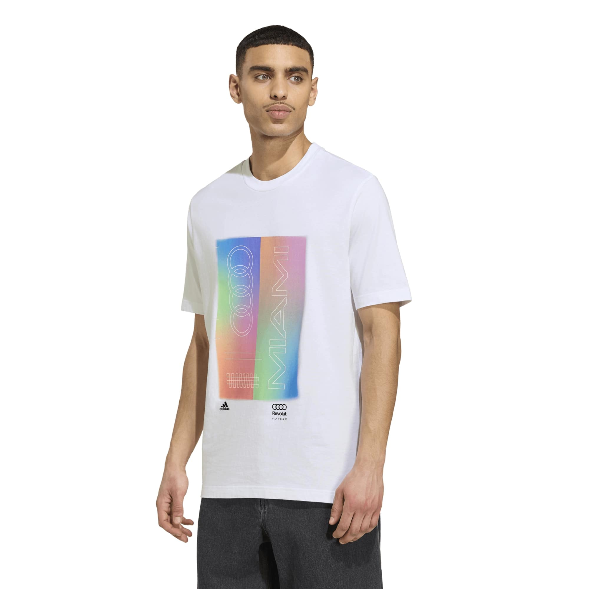 T-shirt Revolut Audi F1 Team adidas Édition Spéciale Miami - Blanc - Homme Taille: L