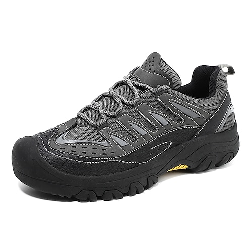 Graue Herren-Wanderschuhe zum Schnüren, atmungsaktiv und gepolstert, robuste Sport- und Freizeitschuhe für Reisen, Trekking, Camping, Outdoor-Arbeit und den aktiven Alltag. Image