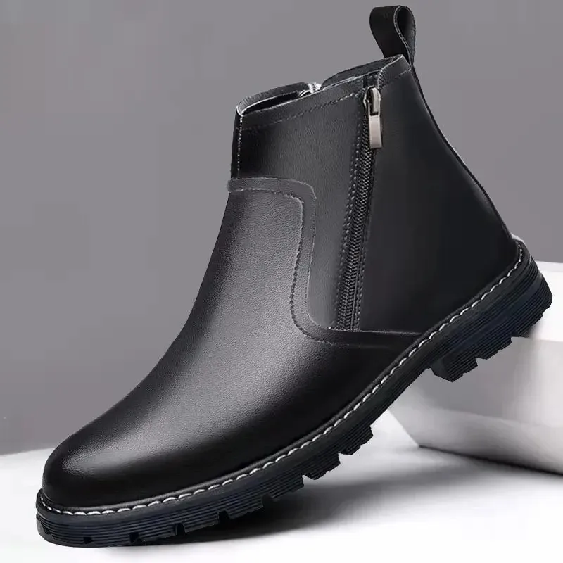 Stivali da uomo Stivaletti alti in pelle di alta qualità Stivaletti classici da lavoro casual Stivaletti da uomo con cerniera laterale Stivaletti britannici