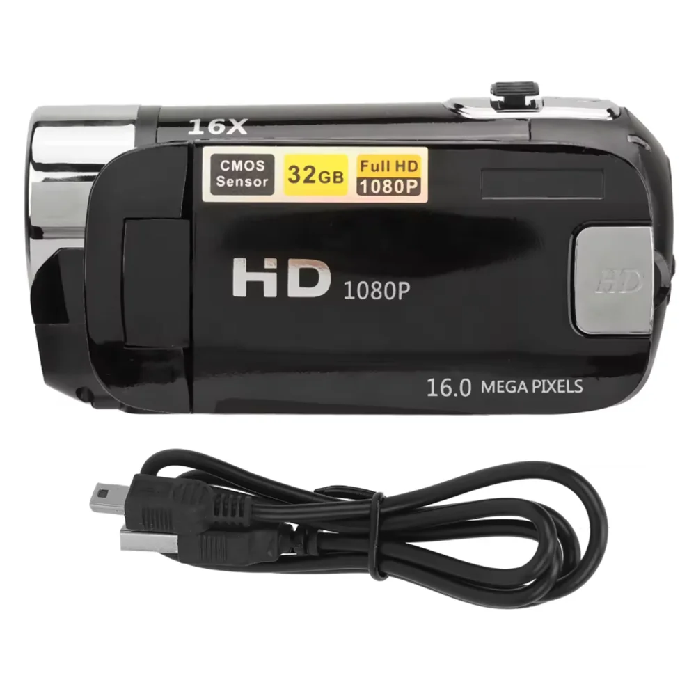 Fotocamera digitale D90 1080P 16MP con schermo ruotabile da 2,4 pollici, videocamera con zoom 16X, registratore video HD con luce di riempimento, nuova