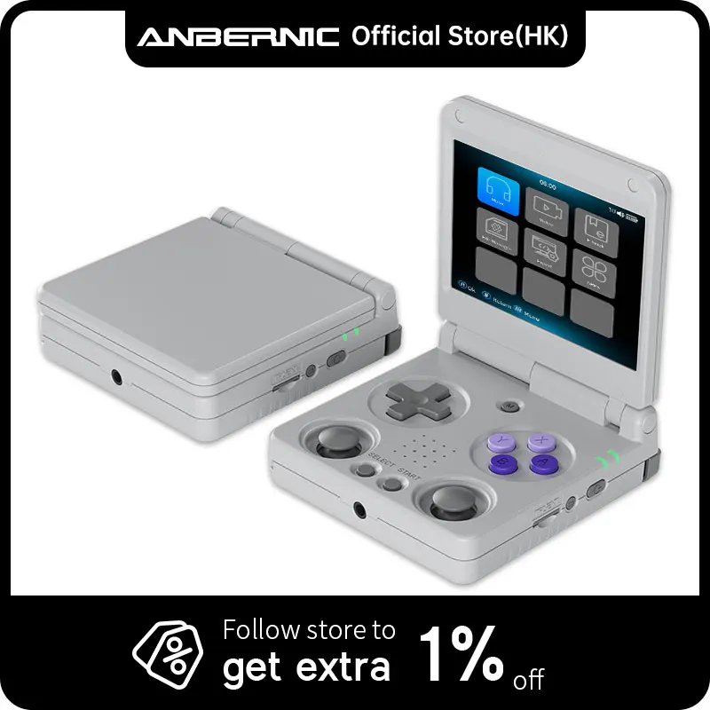 Anbernic RG34XXSP Console di gioco portatile retrò Schermo IPS pieghevole da 3,4 pollici Sistema Linux e emulatore portatile con doppio joystick affondato