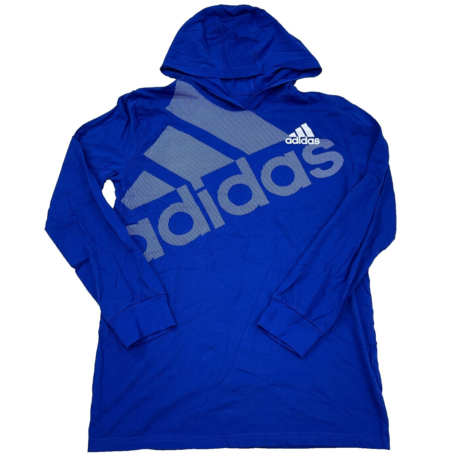 Adidas Shirts & Tops | Adidas Shirt Boys Large Blue White Tee Hoodie Hooded Lightweight Youth Kids | Color: Blue | Size: Lb