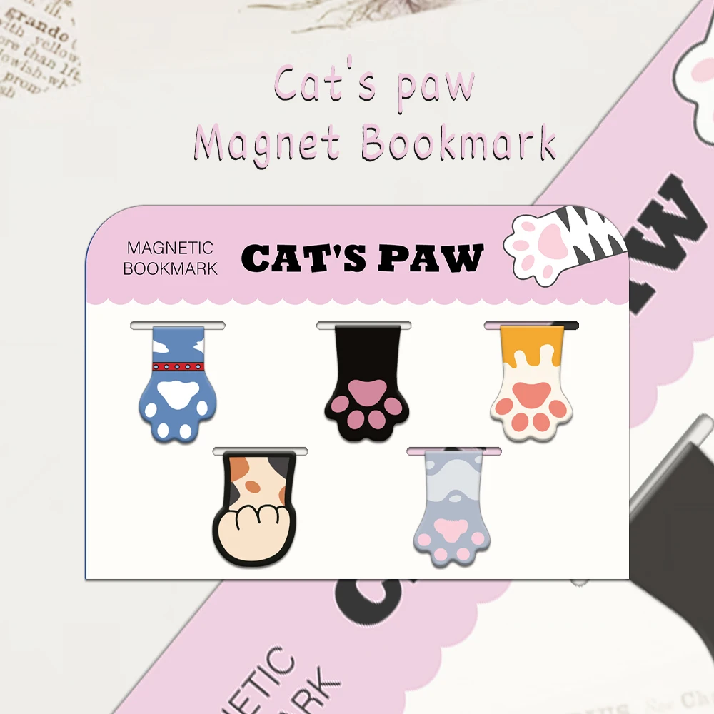 5PCS Kreative Neue Produkt Katze Klaue Magnetische Lesezeichen Student Lieferungen Bücher Interpage Dekoration Lesezeichen