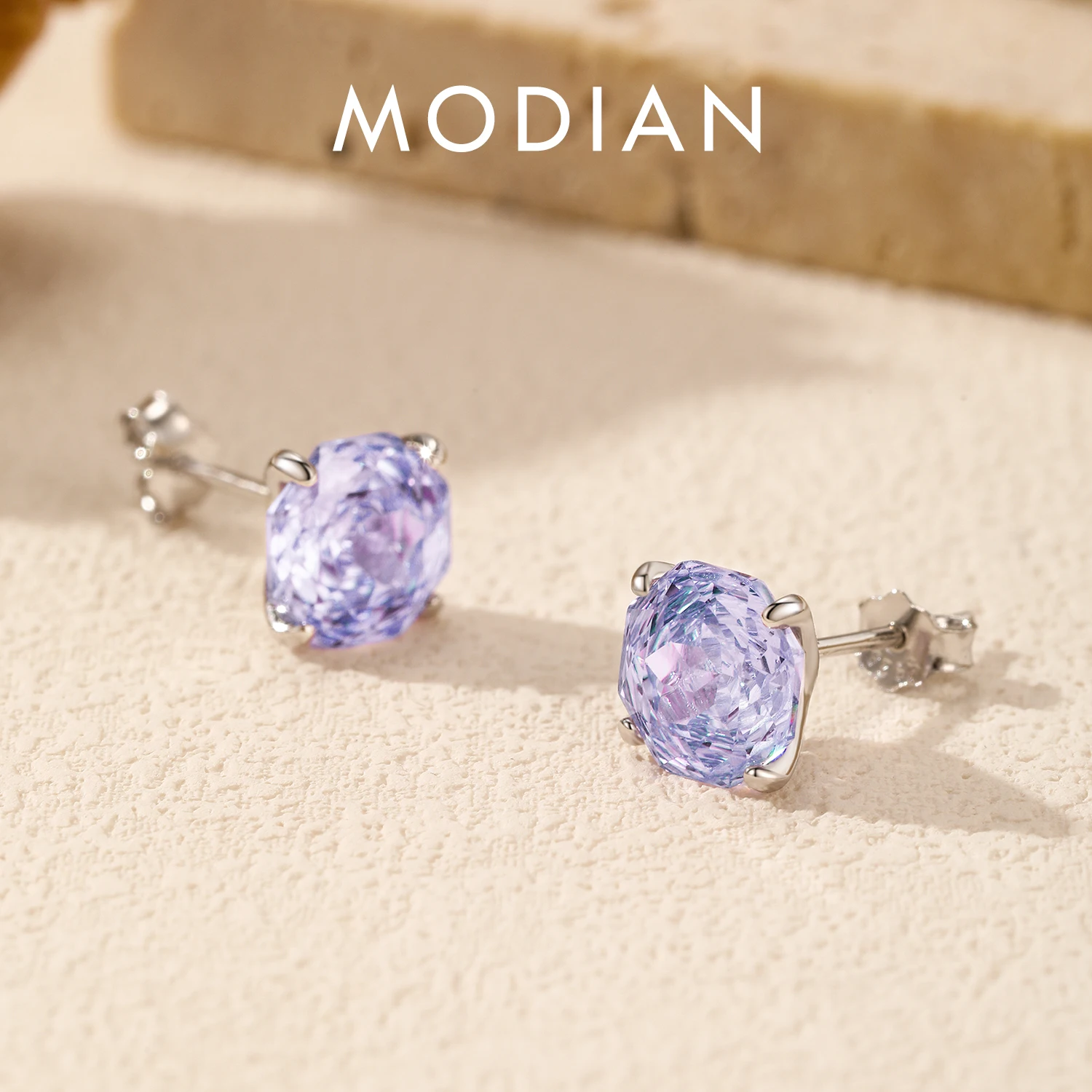 MODIAN 925 Sterling Silber Elegante Violet Rose Cut Zirkonia Hochzeit Verlobung Ohrringe Für Frauen Edlen Schmuck