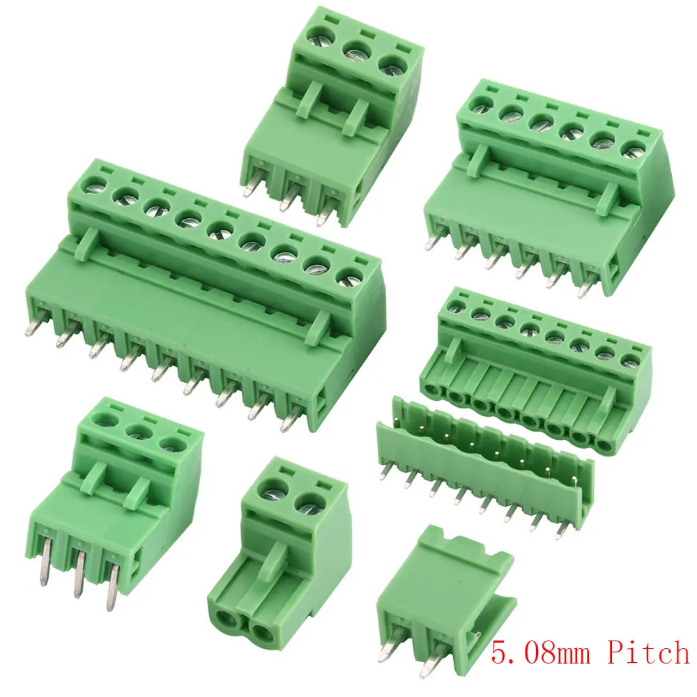 10 Sets KF2EDG 5,08mm Rastermaß PCB Schraubklemmenblock 2P 3 4 5 6 7 8 9 10P 12-Pin Stecker Buchse Pin-Header Kabelverbinder Image