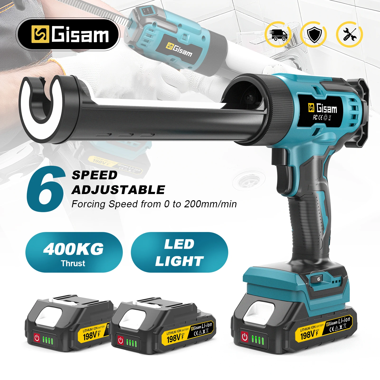 G perfil Akku-Elektroklebepistole, Multifunktions-Glaskartuschenpistole, Klebstoff, Kleber, Dichtstoff, Elektrowerkzeug für Makita 18 V Akku-Stift Image