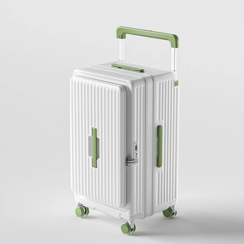 Erweiterbares Gepäck mit großem Fassungsvermögen, verdickter Trolley mit Frontöffnung, 24 Zoll – widerstandsfähiger Reisekoffer, 30-Zoll-Student