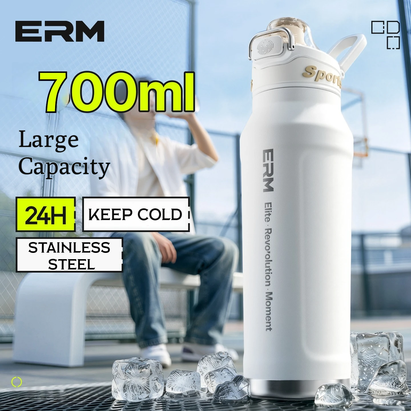 700 ml isolierter Becher aus Edelstahl für Outdoor-Sportarten, Thermobecher, Büro und Zuhause, hält Kälte und Hitze, Isolierflasche Image