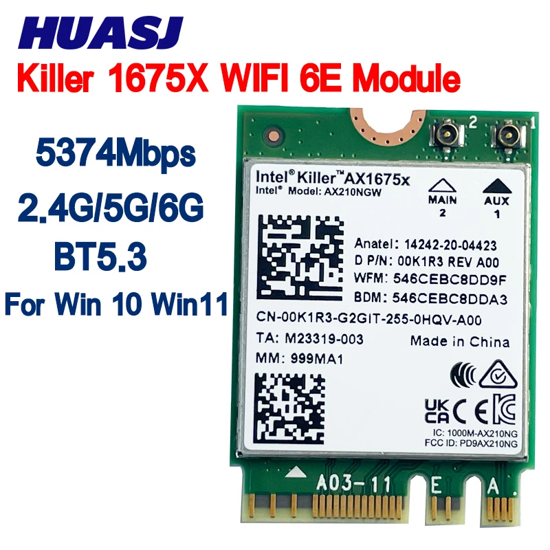 Killer 1675x ax Dualband 2,4 Gbit/s Wi-Fi 6e Wireless Ax210 WLAN-Karte Ax210ngw 802,11 ax BT 5,3 Laptop für Windows 10 Image
