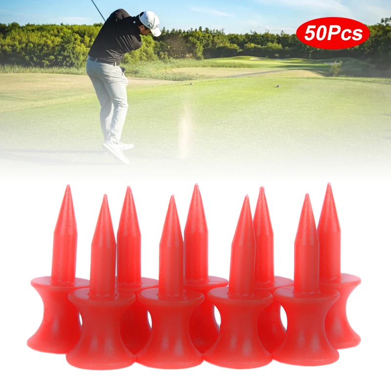 50 stücke Rot Golf Tee Sport Doppel-deck Golf Ball Tees 31 MM Kunststoff Golf Tees Perfekt Für Teeing der Ball Golfer Zubehör Image